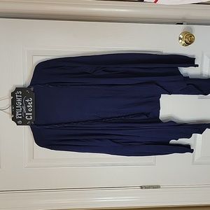 T Tahari Navy XL Cardigan Open Front Handkerchief Hem Long Sleeve